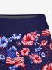 Patriotic American Flag Hibiscus Flower Print Matching Outfit For Couples -  