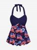 Patriotic American Flag Hibiscus Flower Print Matching Outfit For Couples -  