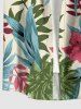 Chemise hawaïenne grande taille pour homme, à imprimé floral tropical et feuilles d'hibiscus, boutons et poche. - café lumière S
