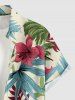 Chemise hawaïenne grande taille pour homme, à imprimé floral tropical et feuilles d'hibiscus, boutons et poche. - café lumière 2XL