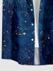 Chemise hawaïenne grande taille pour homme, imprimée galaxie, lune et étoiles, avec boutons et poche. - Bleu profond 2XL
