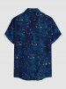 Chemise hawaïenne grande taille pour homme, imprimée galaxie, lune et étoiles, avec boutons et poche. - Bleu profond 2XL