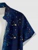 Chemise hawaïenne grande taille pour homme, imprimée galaxie, lune et étoiles, avec boutons et poche. - Bleu profond 2XL