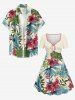 Robe hawaïenne grande taille à imprimé tropical et fleurs d'hibiscus, cintrée - café lumière 4X
