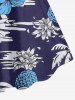Robe trapèze hawaïenne grande taille à imprimé tropical feuilles de cocotier et fleurs d'hibiscus - Bleu profond M