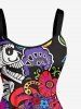 Plus Size Ethnic Skulls Flower Print Hawaii A Line Dress - Noir 6X