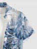 Flower Tropical Leaf Print Buttons Pocket Hawaii Shirt For Men -  