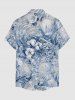 Flower Tropical Leaf Print Buttons Pocket Hawaii Shirt For Men -  