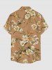 Flowers Leaf Print Buttons Pocket Hawaii Shirt For Men -  