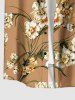 Flowers Leaf Print Buttons Pocket Hawaii Shirt For Men -  