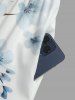 Combinaison hawaïenne à imprimé floral et col en V, jambes larges - Bleu clair XS