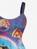 Robe débardeur hawaïenne grande taille à imprimé dinosaure pizza arc-en-ciel - Pourpre  6X