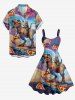 Robe débardeur hawaïenne grande taille à imprimé dinosaure pizza arc-en-ciel - Pourpre  6X