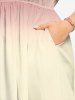 Robe midi trapèze grande taille à imprimé floral et feuilles ombré hawaïen avec poches fendues - Rose  XXS