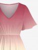 Robe midi trapèze grande taille à imprimé floral et feuilles ombré hawaïen avec poches fendues - Rose  XXS