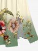 Robe midi trapèze grande taille à imprimé floral et feuilles ombré hawaïen avec poches fendues - Rose  XXS