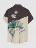Plus Size Flower Print Hawaii Button Pocket Shirt For Men - marron foncé 5XL