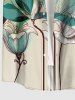 Plus Size Flower Print Hawaii Button Pocket Shirt For Men - marron foncé 4XL