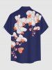 Chemise hawaïenne à imprimé fleurs et papillons grande taille avec poche boutonnée pour homme - Bleu profond 4XL