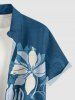 Plus Size Flower Print Hawaii Button Pocket Shirt For Men - Paon Bleu 3XL