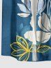 Plus Size Flower Print Hawaii Button Pocket Shirt For Men - Paon Bleu 5XL