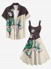 Plus Size Flower Print Hawaii A Line Dress - marron foncé 6X