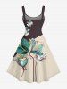 Plus Size Flower Print Hawaii A Line Dress - marron foncé 6X