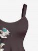 Plus Size Flower Print Hawaii A Line Dress - marron foncé 6X