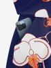 Flower Butterfly Print Hawaii Drawstring Pocket Romper -  