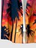 Plus Size Coconut Tree Ombre Galaxy Print Hawaii Button Pocket Shirt For Men - Bleu profond 3XL