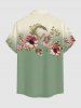 Chemise hawaïenne à imprimé ombré de fleurs et de feuilles, grande taille, avec poche boutonnée, pour hommes - Vert clair 2XL