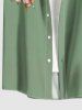 Chemise hawaïenne à imprimé ombré de fleurs et de feuilles, grande taille, avec poche boutonnée, pour hommes - Vert clair 2XL
