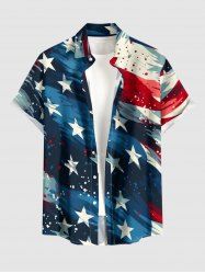 Chemise à poches boutonnées grande taille pour homme, imprimée drapeau américain patriotique. - Bleu 2XL