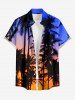 Coconut Tree Ombre Sky Dusk Print Matching Hawaii Beach Outfit For Couples -  