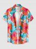 Ensemble de plage hawaïen assorti pour couples, imprimé feuilles tropicales et fleurs d'hibiscus, grandes tailles - Rouge 