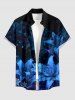 Lily Flower Galaxy Print Plus Size Matching Hawaii Beach Outfit For Couples - Bleu 
