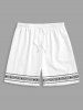 Ships From US Warehouse • Fast Delivery In 2–3 Business Days | Men's Matching Two Piece Co Ord Geometric Print Button Up Short Sleeves Shirt And Drawstring Casual Shorts Set -  