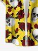Chemise hawaïenne à imprimé de fleurs et de crânes, grande taille, avec poche boutonnée, pour hommes - Jaune 2XL