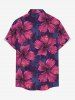 Hibiscus Flower Leaf Print Buttons Pocket Hawaii Shirt For Men -  
