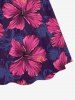 Robe hawaïenne grande taille à imprimé fleurs d'hibiscus et feuilles, cintrée - Violacé rouge 4X