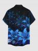 Lily Flower Galaxy Print Buttons Pocket Hawaii Shirt For Men -  