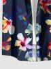Chemise hawaïenne grande taille à imprimé floral, boutons et poches pour homme - Bleu profond 2XL