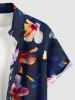 Chemise hawaïenne grande taille à imprimé floral, boutons et poches pour homme - Bleu profond 2XL