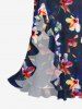 Flowers Print Hawaii Ruffles Split Surplice Dress -  
