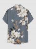Chemise hawaïenne grande taille à imprimé floral et feuilles, boutons et poche pour homme - Gris Clair 2XL