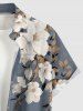 Chemise hawaïenne grande taille à imprimé floral et feuilles, boutons et poche pour homme - Gris Clair 2XL