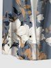 Chemise hawaïenne grande taille à imprimé floral et feuilles, boutons et poche pour homme - Gris Clair 2XL