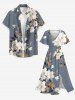 Robe mi-longue hawaïenne fendue à imprimé floral et feuilles grande taille - Gris Clair 3X