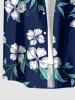 Flower Leaf Print Buttons Pocket Hawaii Shirt For Men -  