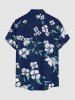 Flower Leaf Print Buttons Pocket Hawaii Shirt For Men -  